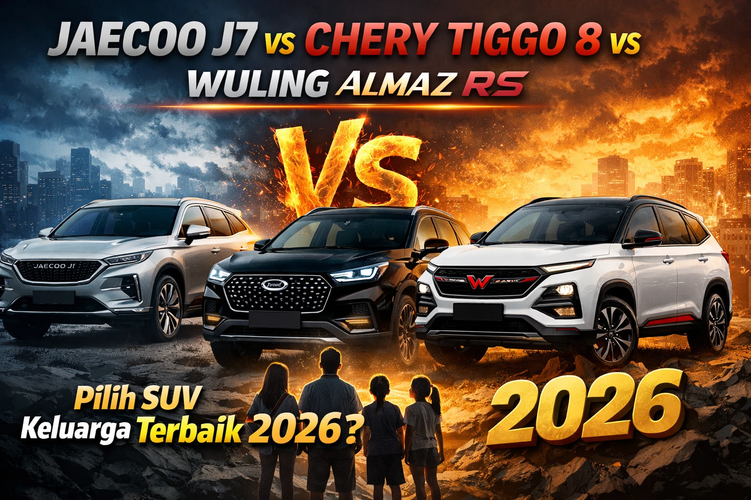 JAECOO J7 vs Chery Tiggo 8 vs Wuling Almaz RS: Pilih SUV Keluarga Terbaik 2026?